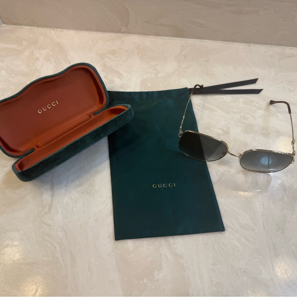 Gucci Sunglasses Horse Bit Gold Frame with Case and Pouch GG0879S-003 SS24